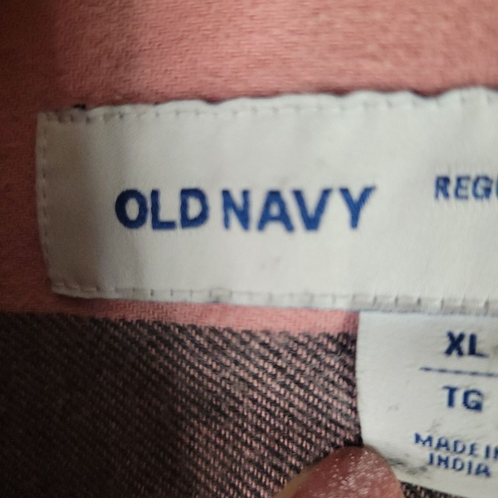 Old Navy Flannel Pink and Black Plaid Casual Button Down Shirt - Picture 3 of 7